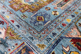 Blue Turkmen Ersari Hand Knotted Wool Rug - 6' 10" X 9' 11" - Golden Nile