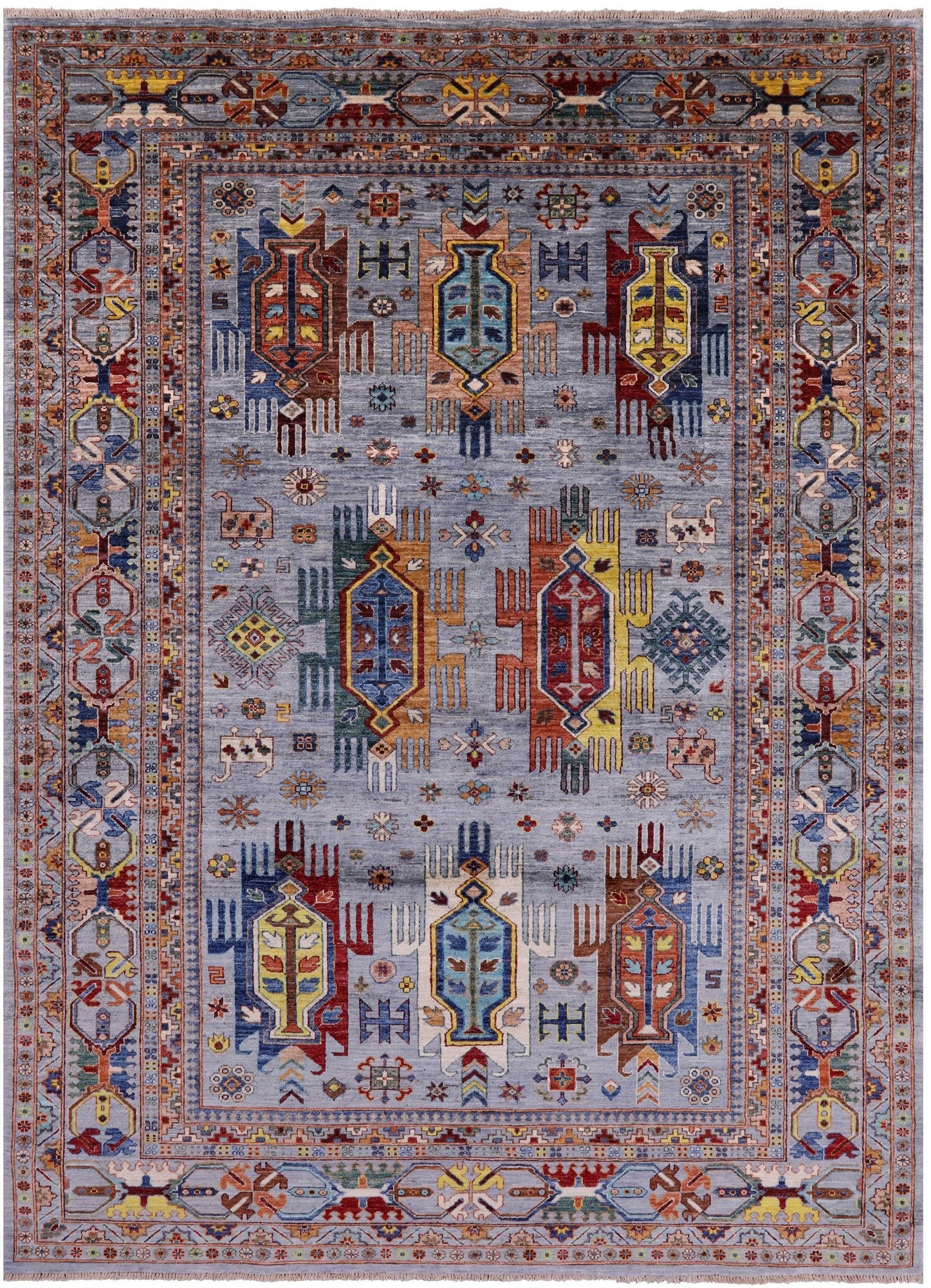 Turkmen Ersari Hand Knotted Wool Rug - 6' 10" X 9' 5" - Golden Nile