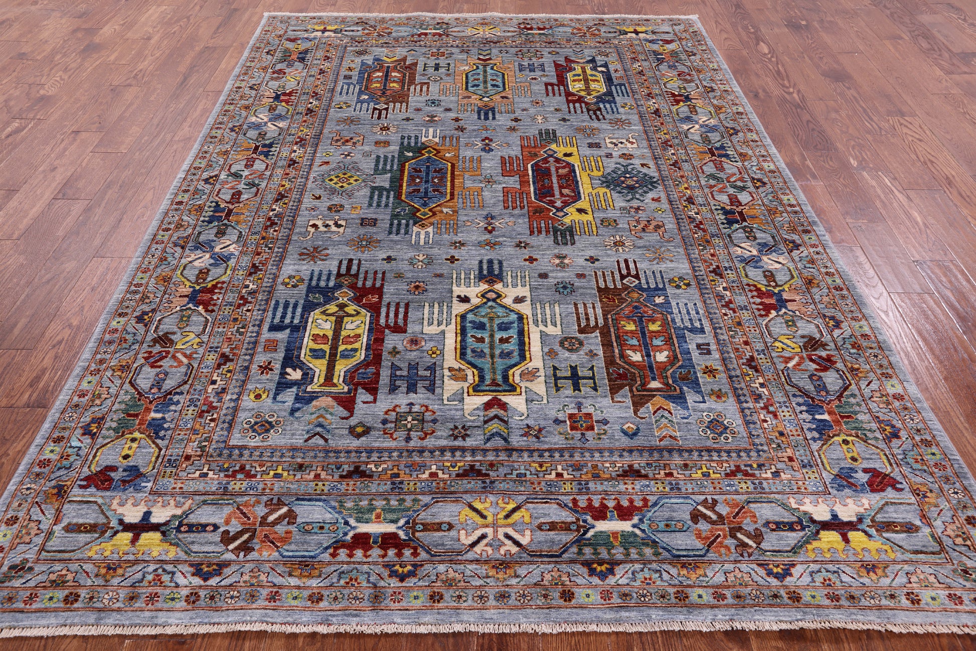 Turkmen Ersari Hand Knotted Wool Rug - 6' 10" X 9' 5" - Golden Nile