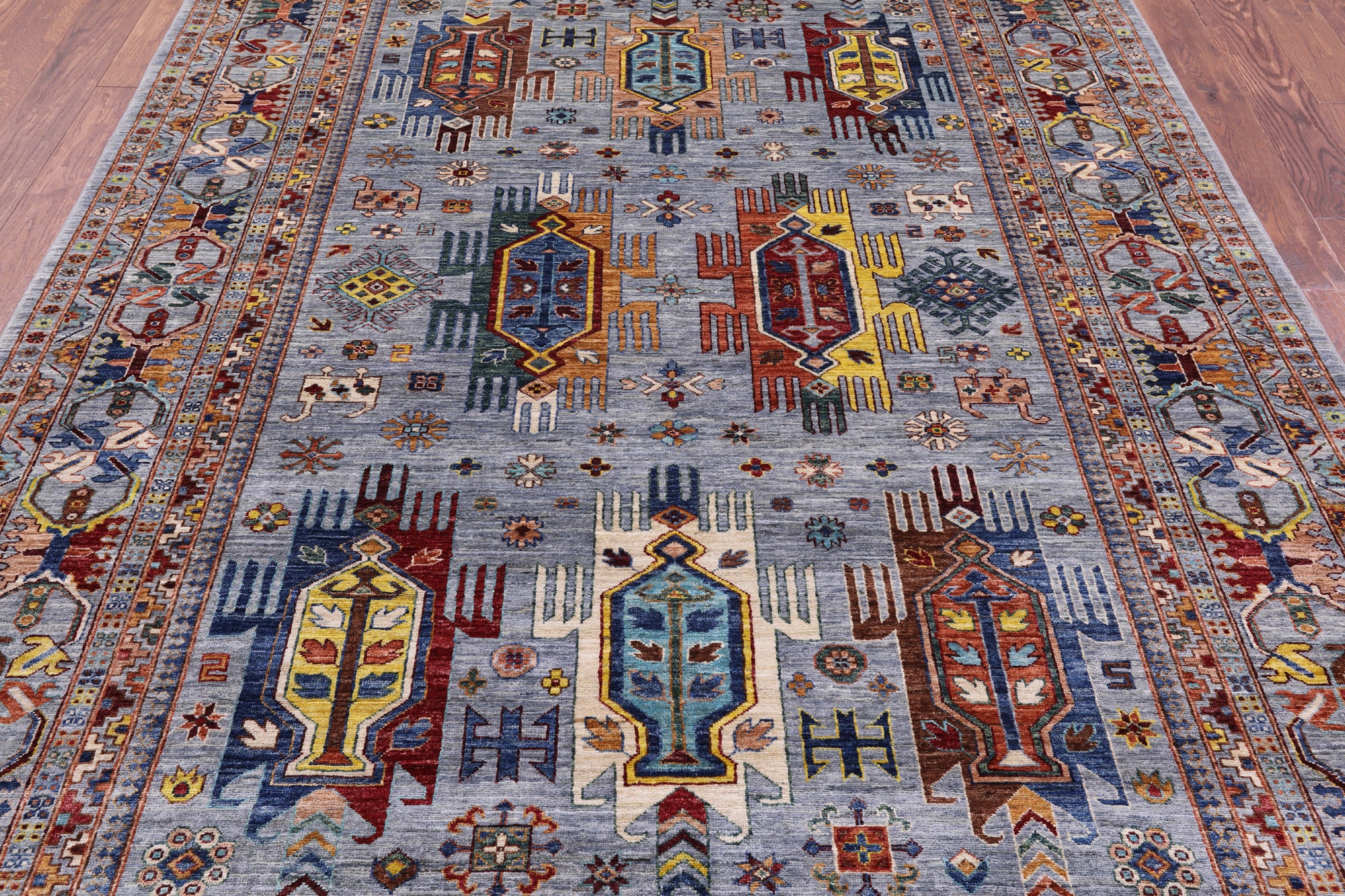 Turkmen Ersari Hand Knotted Wool Rug - 6' 10" X 9' 5" - Golden Nile