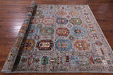 Grey Turkmen Ersari Hand Knotted Wool Rug - 6' 11" X 9' 7" - Golden Nile