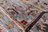 Grey Turkmen Ersari Hand Knotted Wool Rug - 6' 11" X 9' 7" - Golden Nile