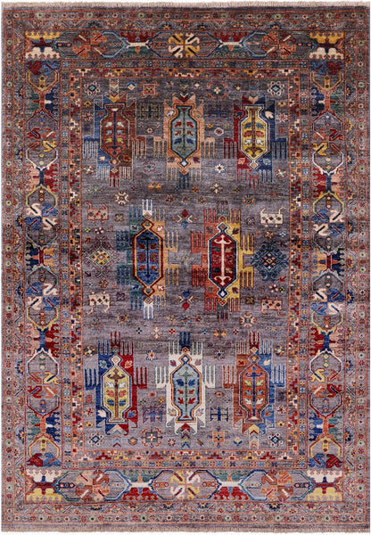 Turkmen Ersari Handmade Wool Rug - 5' 7" X 7' 8" - Golden Nile