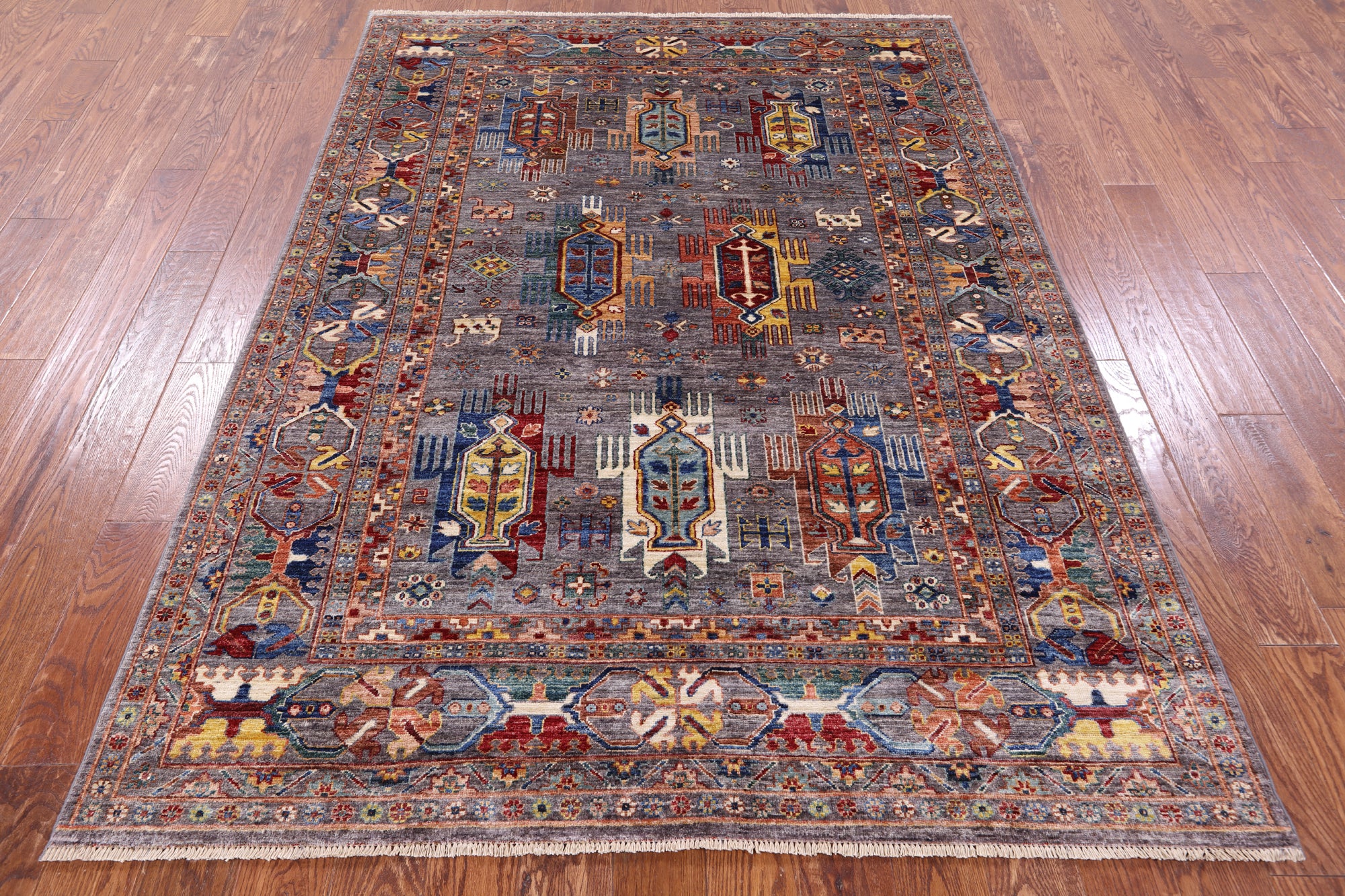 Turkmen Ersari Handmade Wool Rug - 5' 7" X 7' 8" - Golden Nile