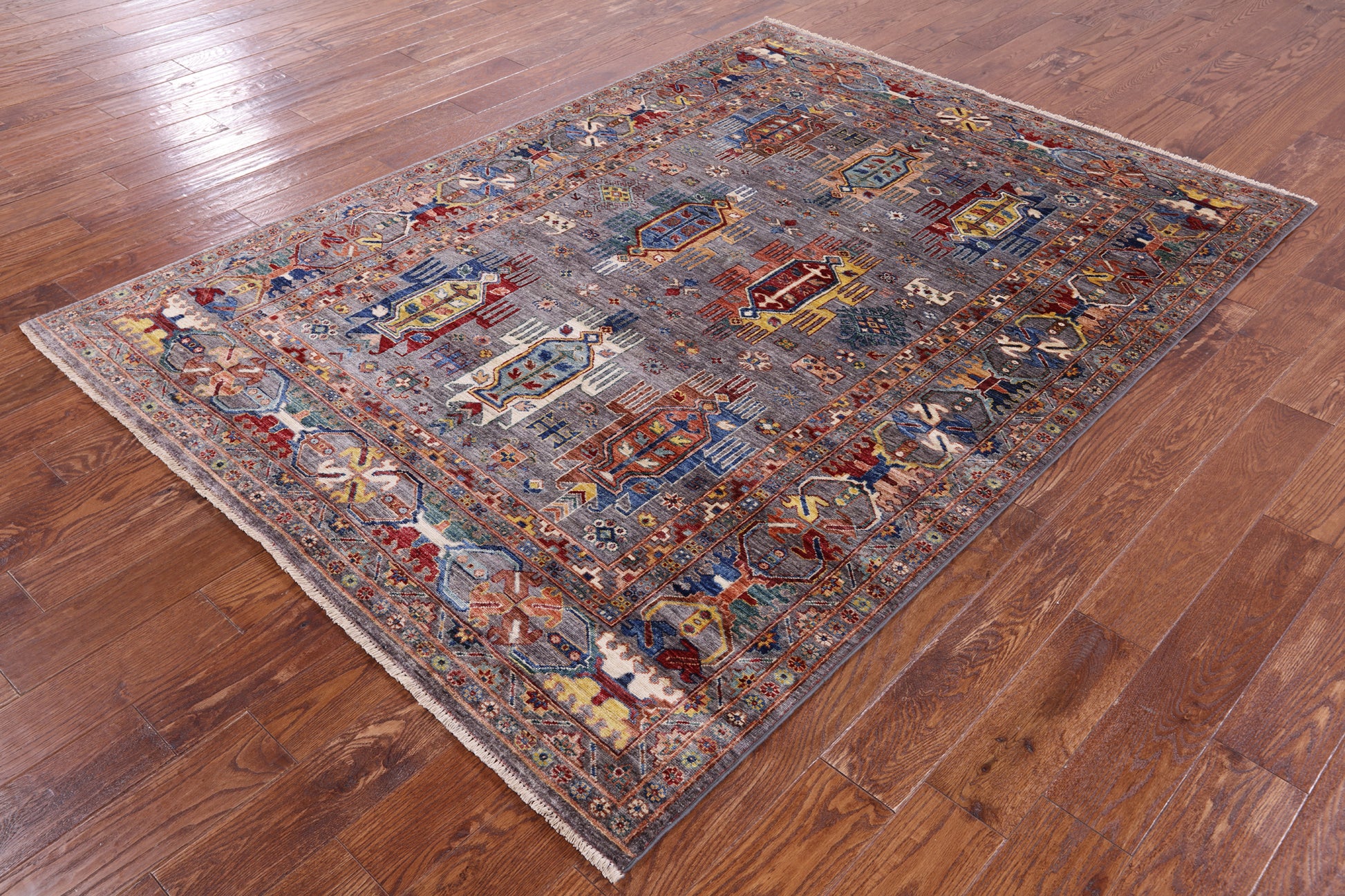 Turkmen Ersari Handmade Wool Rug - 5' 7" X 7' 8" - Golden Nile