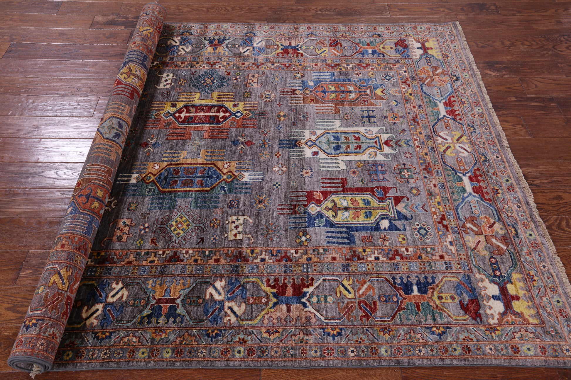 Turkmen Ersari Handmade Wool Rug - 5' 7" X 7' 8" - Golden Nile