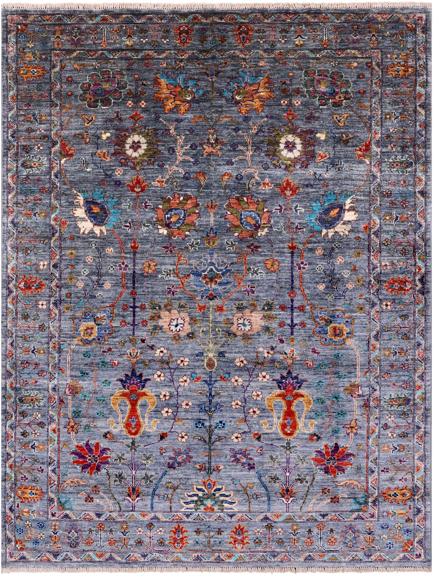 Peshawar Hand Knotted Wool Rug - 5' 0" X 6' 5" - Golden Nile
