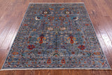 Peshawar Hand Knotted Wool Rug - 5' 0" X 6' 5" - Golden Nile
