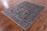 Peshawar Hand Knotted Wool Rug - 5' 0" X 6' 5" - Golden Nile