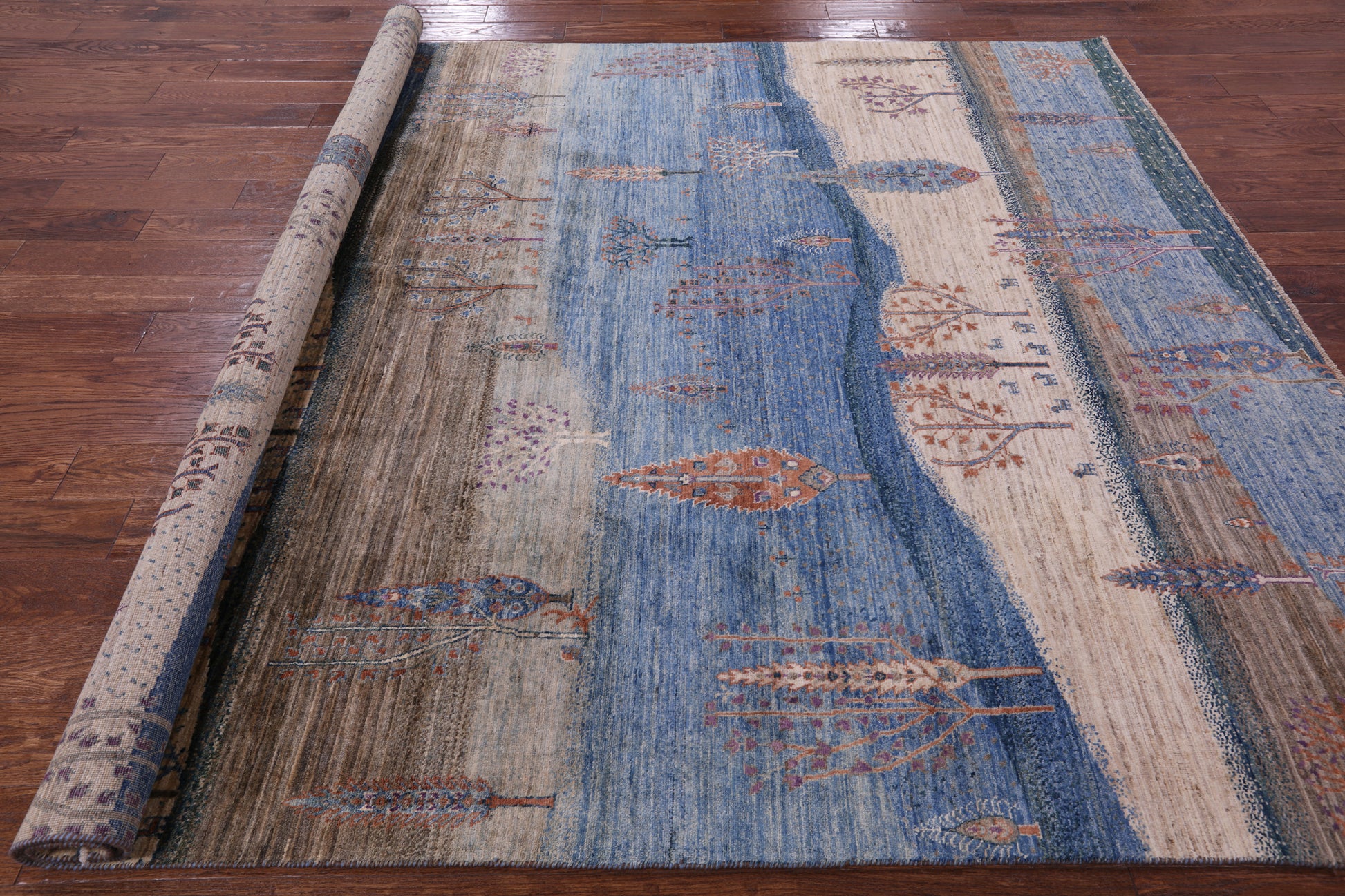 Tribal Persian Gabbeh Hand Knotted Wool Rug - 7' 10" X 9' 8" - Golden Nile
