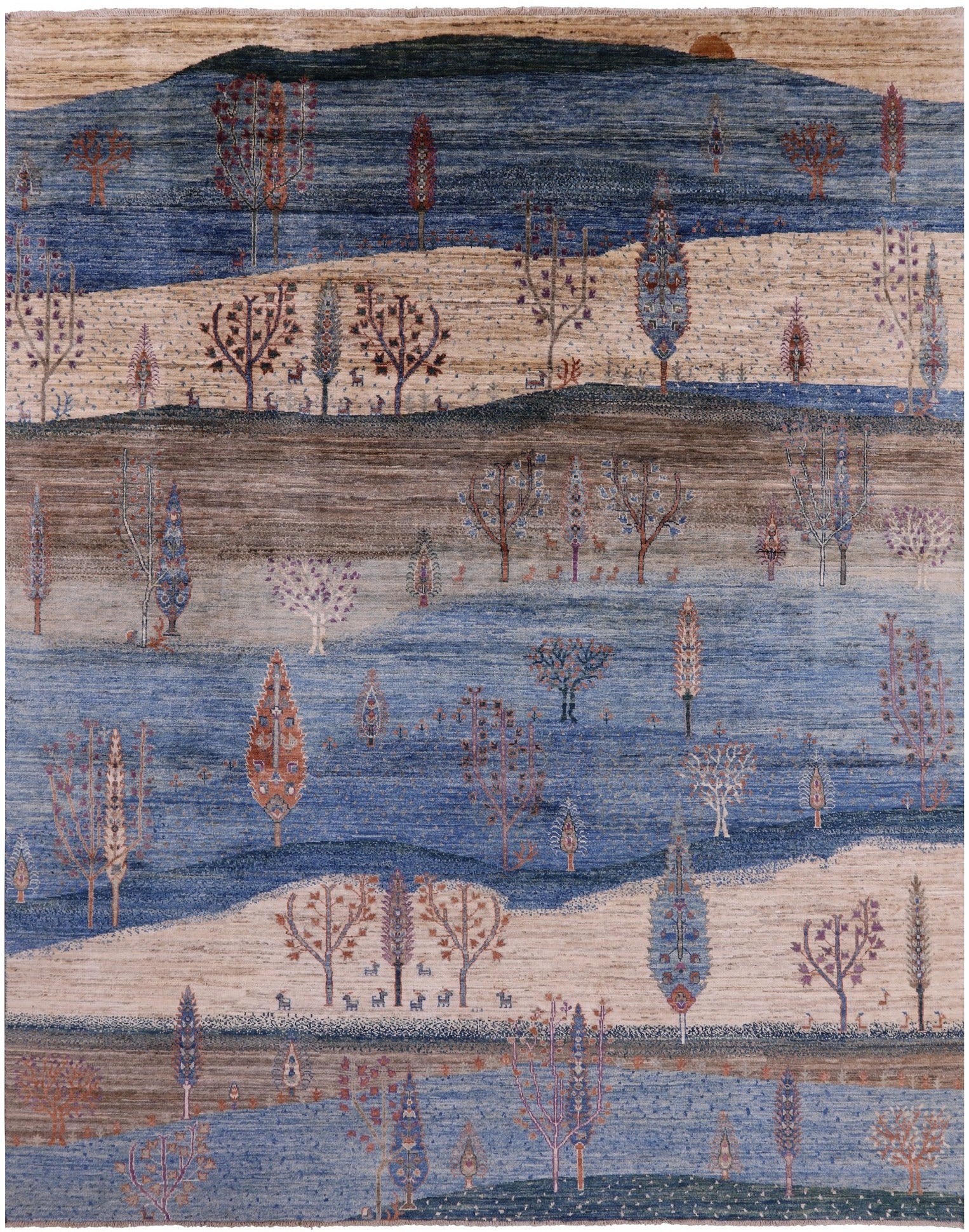 Tribal Persian Gabbeh Hand Knotted Wool Rug - 7' 10" X 9' 8" - Golden Nile