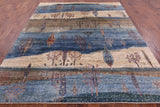 Tribal Persian Gabbeh Hand Knotted Wool Rug - 7' 10" X 9' 8" - Golden Nile