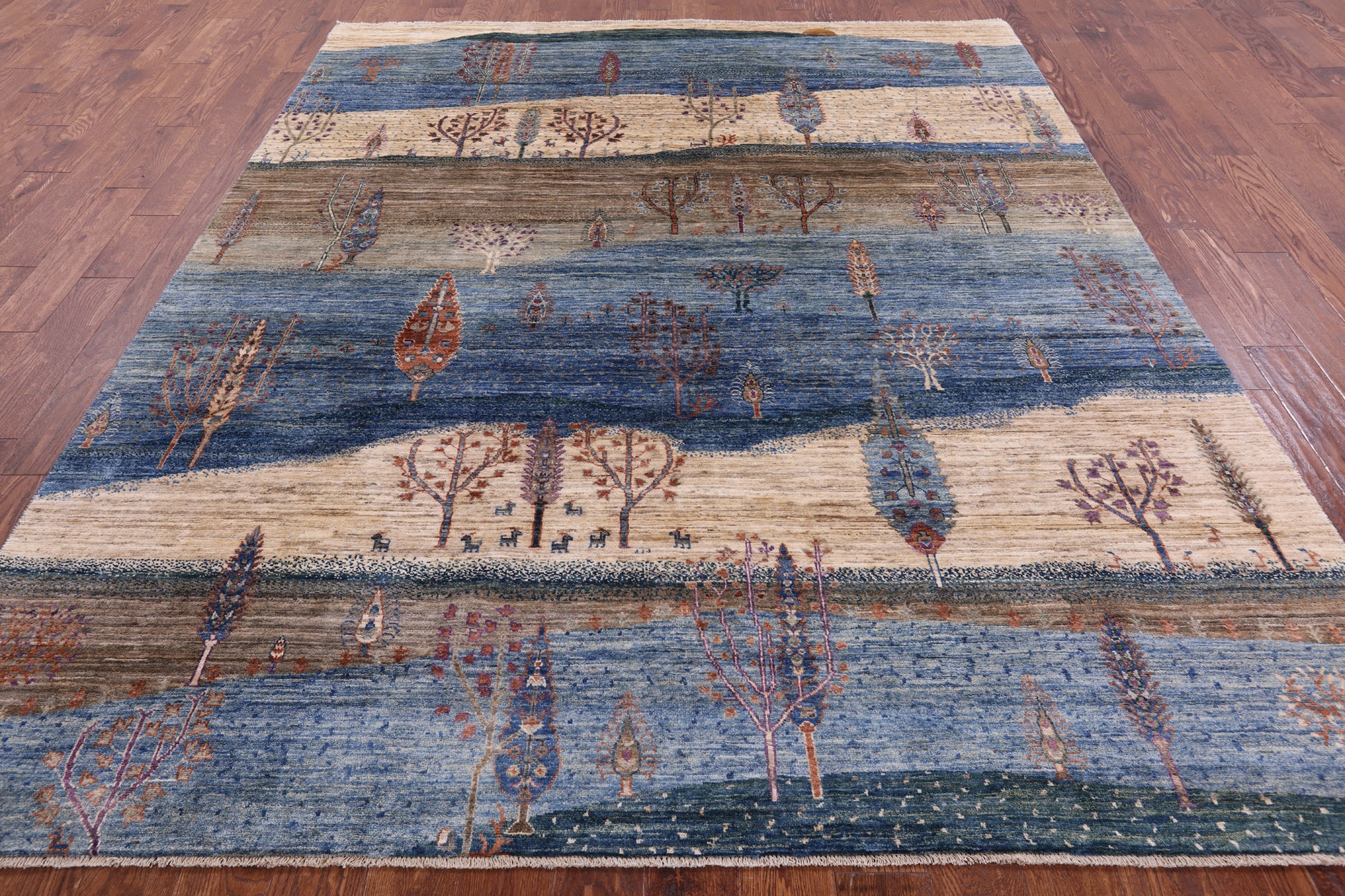 Tribal Persian Gabbeh Hand Knotted Wool Rug - 7' 10" X 9' 8" - Golden Nile