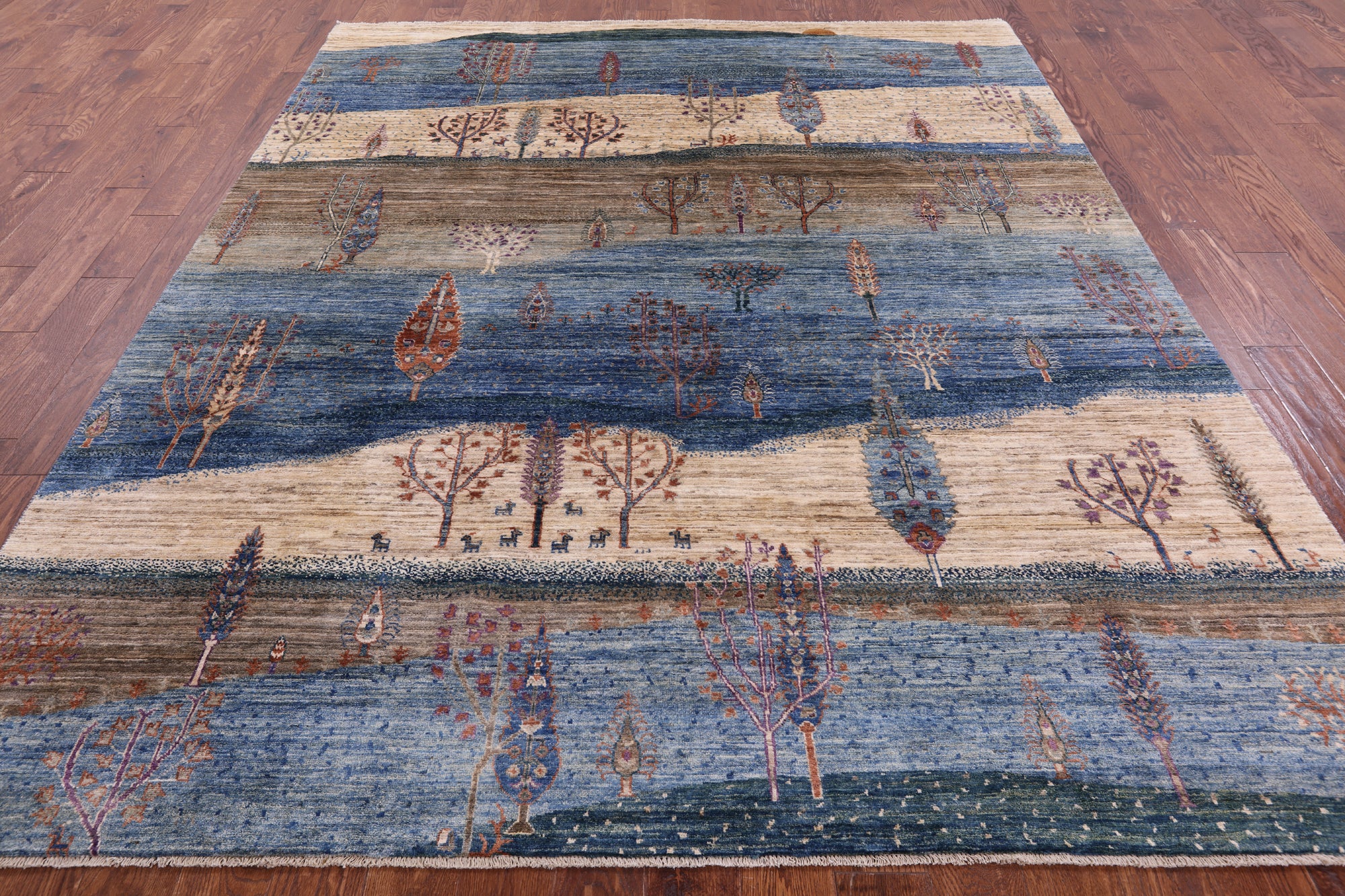 Tribal Persian Gabbeh Hand Knotted Wool Rug - 7' 10" X 9' 8" - Golden Nile