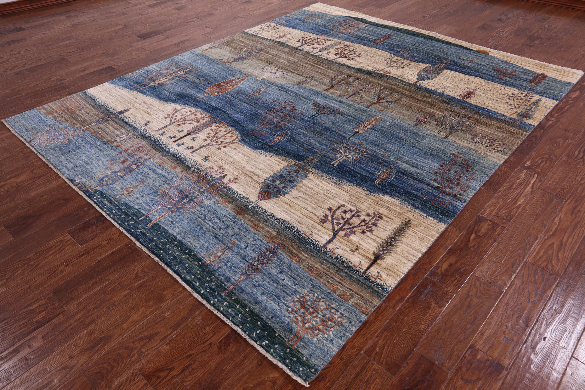 Tribal Persian Gabbeh Hand Knotted Wool Rug - 7' 10" X 9' 8" - Golden Nile
