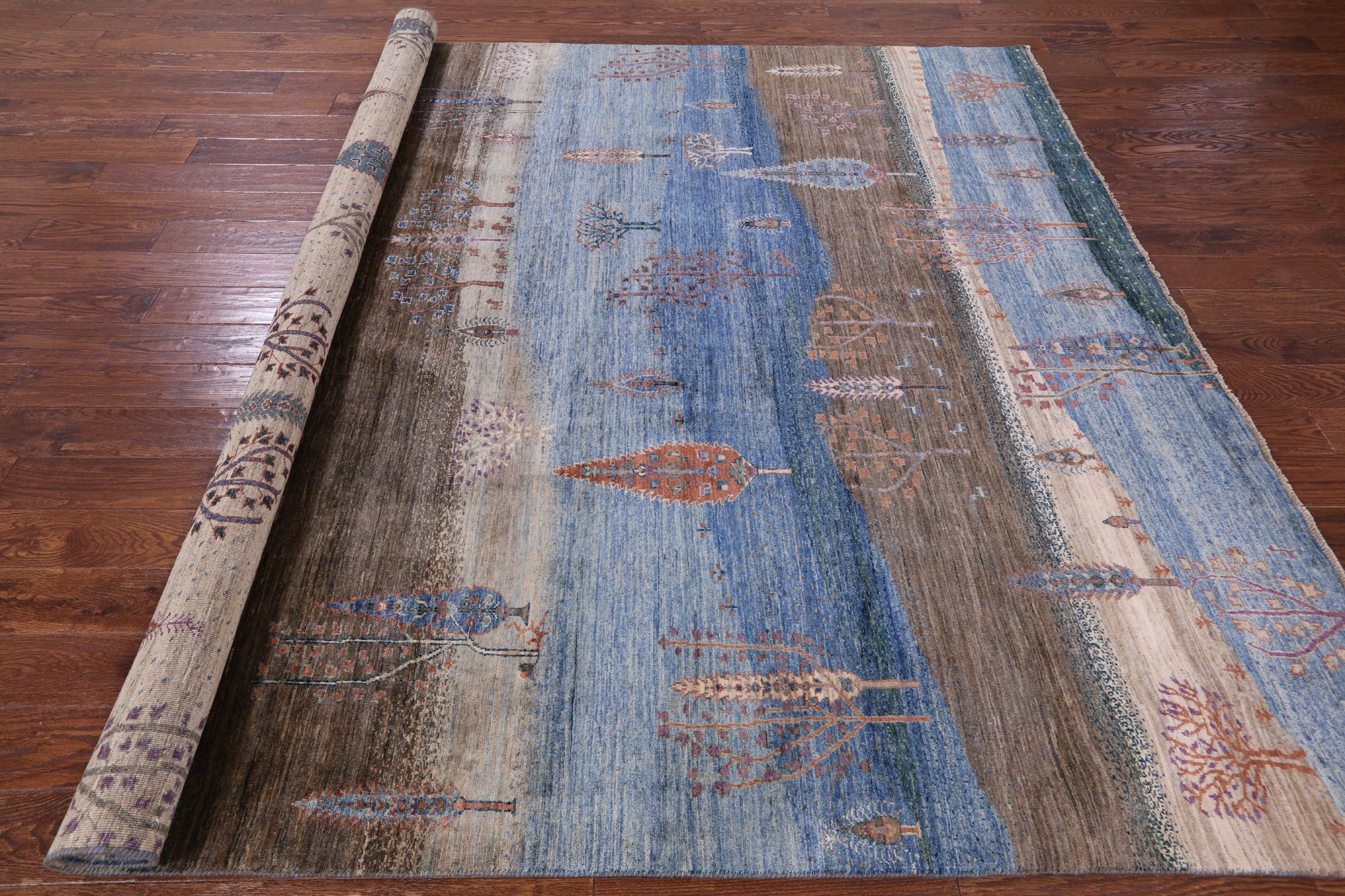 Tribal Persian Gabbeh Hand Knotted Wool Rug - 8' 2" X 9' 9" - Golden Nile