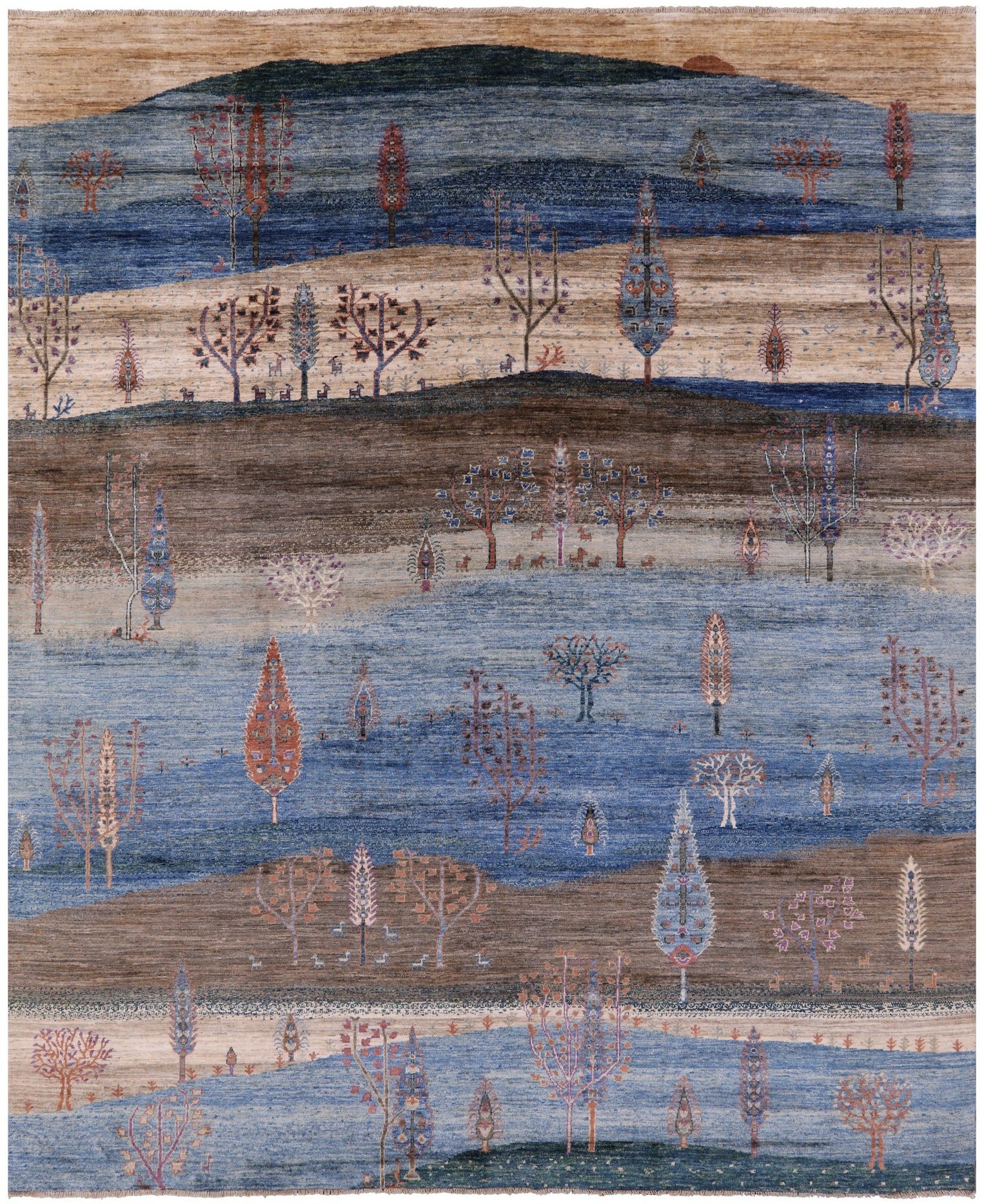 Tribal Persian Gabbeh Hand Knotted Wool Rug - 8' 2" X 9' 9" - Golden Nile
