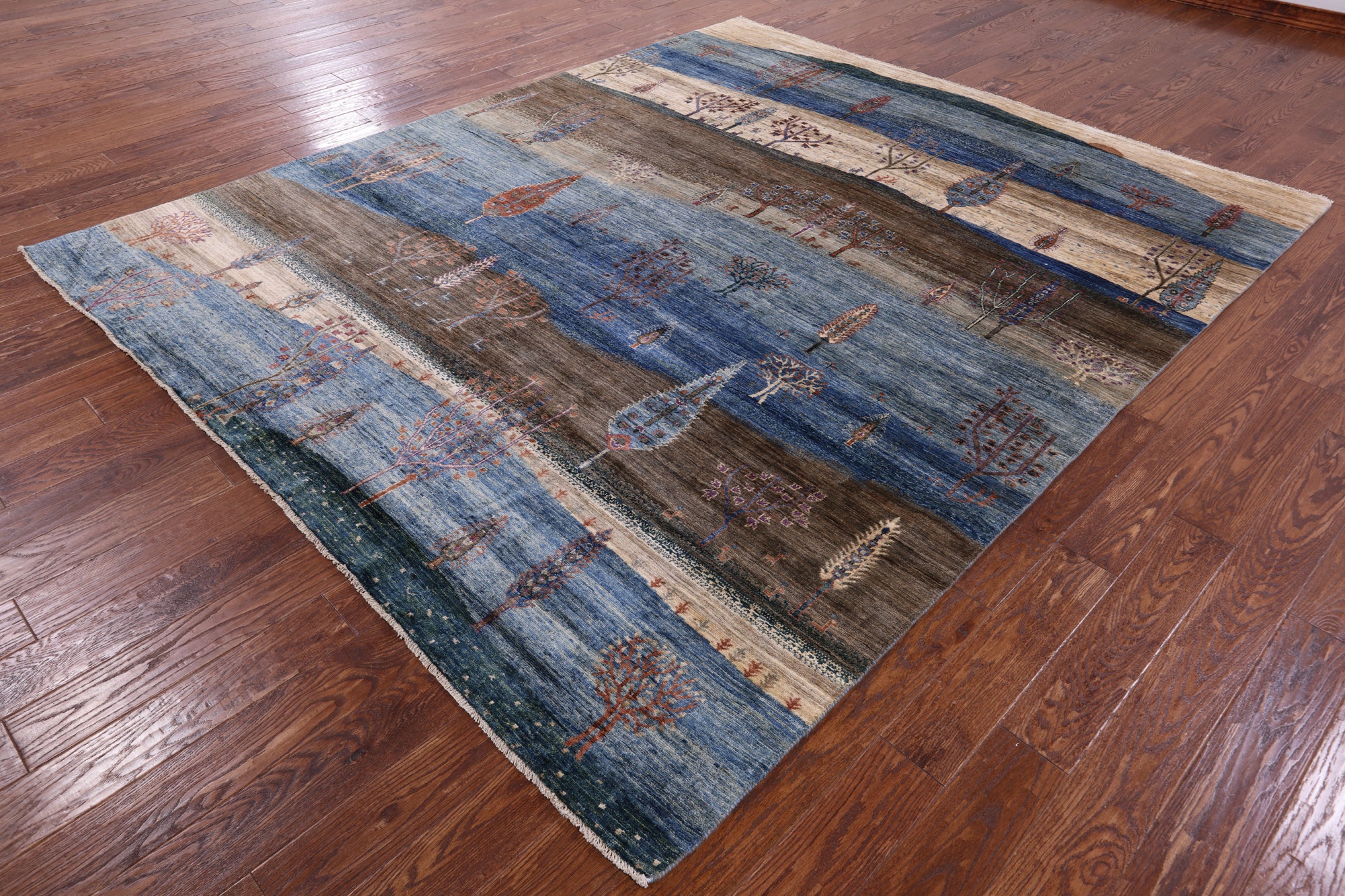 Tribal Persian Gabbeh Hand Knotted Wool Rug - 8' 2" X 9' 9" - Golden Nile