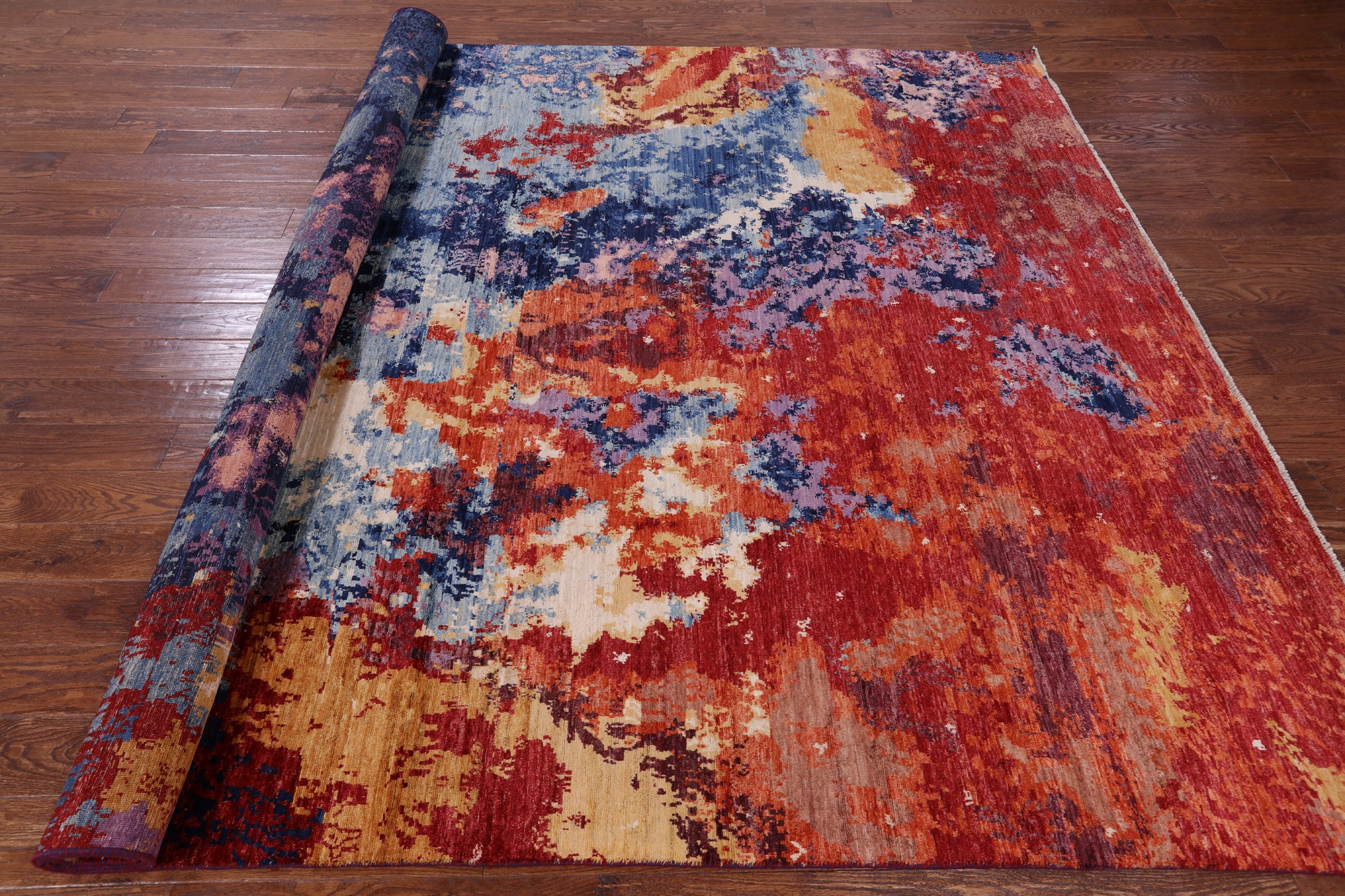 Abstract Modern Handmade Wool Rug - 8' 5" X 11' 9" - Golden Nile