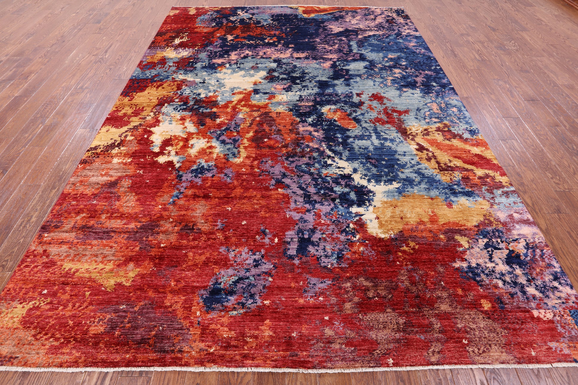 Abstract Modern Handmade Wool Rug - 8' 5" X 11' 9" - Golden Nile