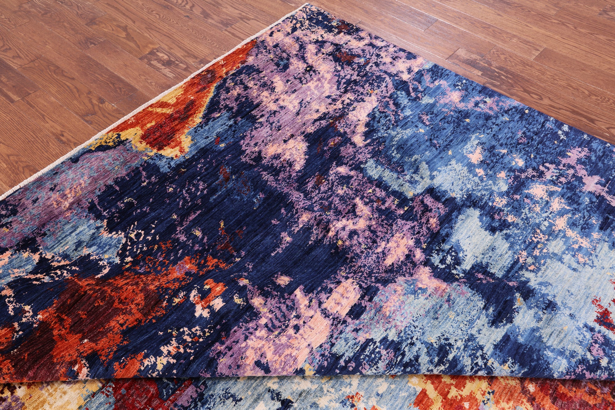 Abstract Modern Handmade Wool Rug - 8' 5" X 11' 9" - Golden Nile