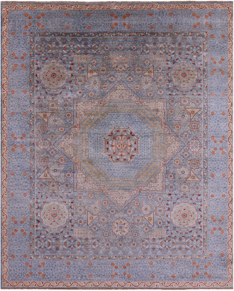 Geometric Persian Mamluk Hand Knotted Wool Rug - 8' 4" X 10' 0" - Golden Nile