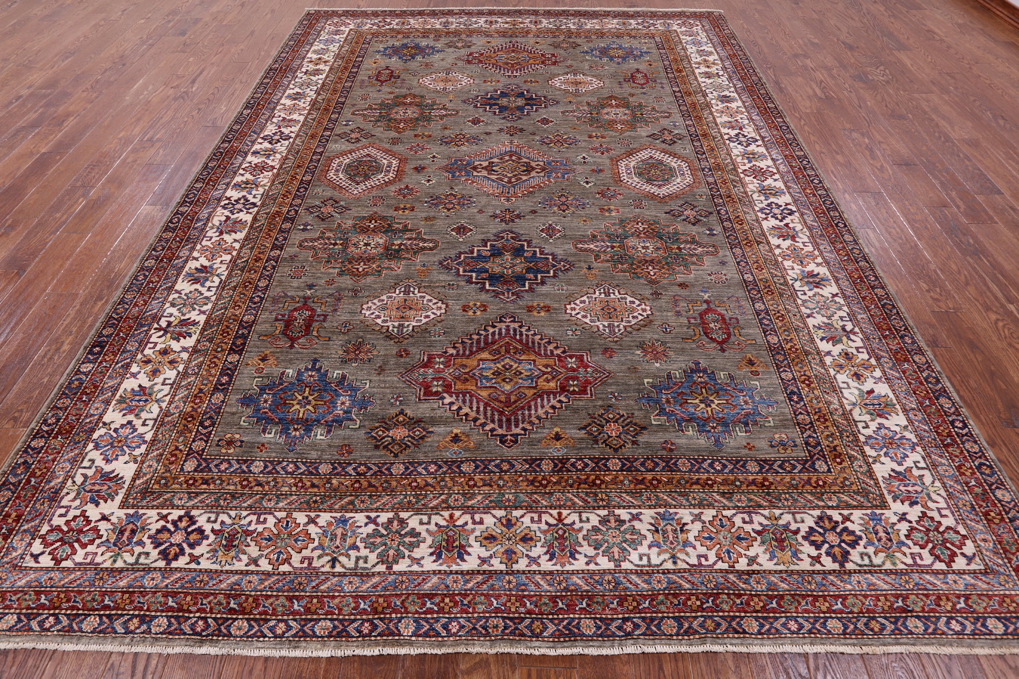 Super Kazak Handmade Wool Rug - 8' 11" X 12' 1" - Golden Nile