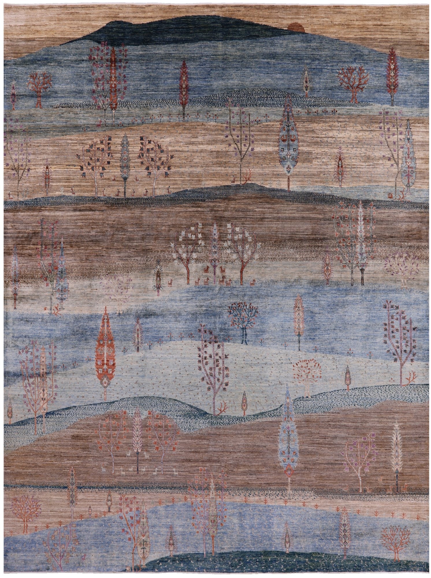 Tribal Persian Gabbeh Hand Knotted Wool Rug - 8' 9" X 11' 7" - Golden Nile