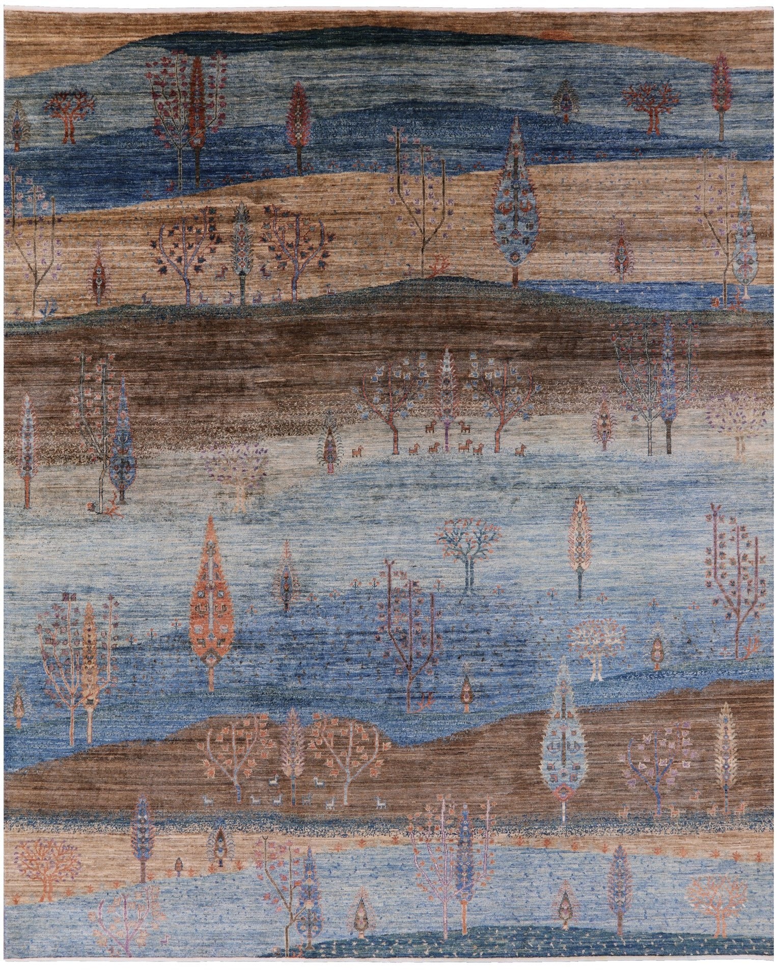 Tribal Persian Gabbeh Hand Knotted Wool Rug - 8' 3" X 9' 9" - Golden Nile