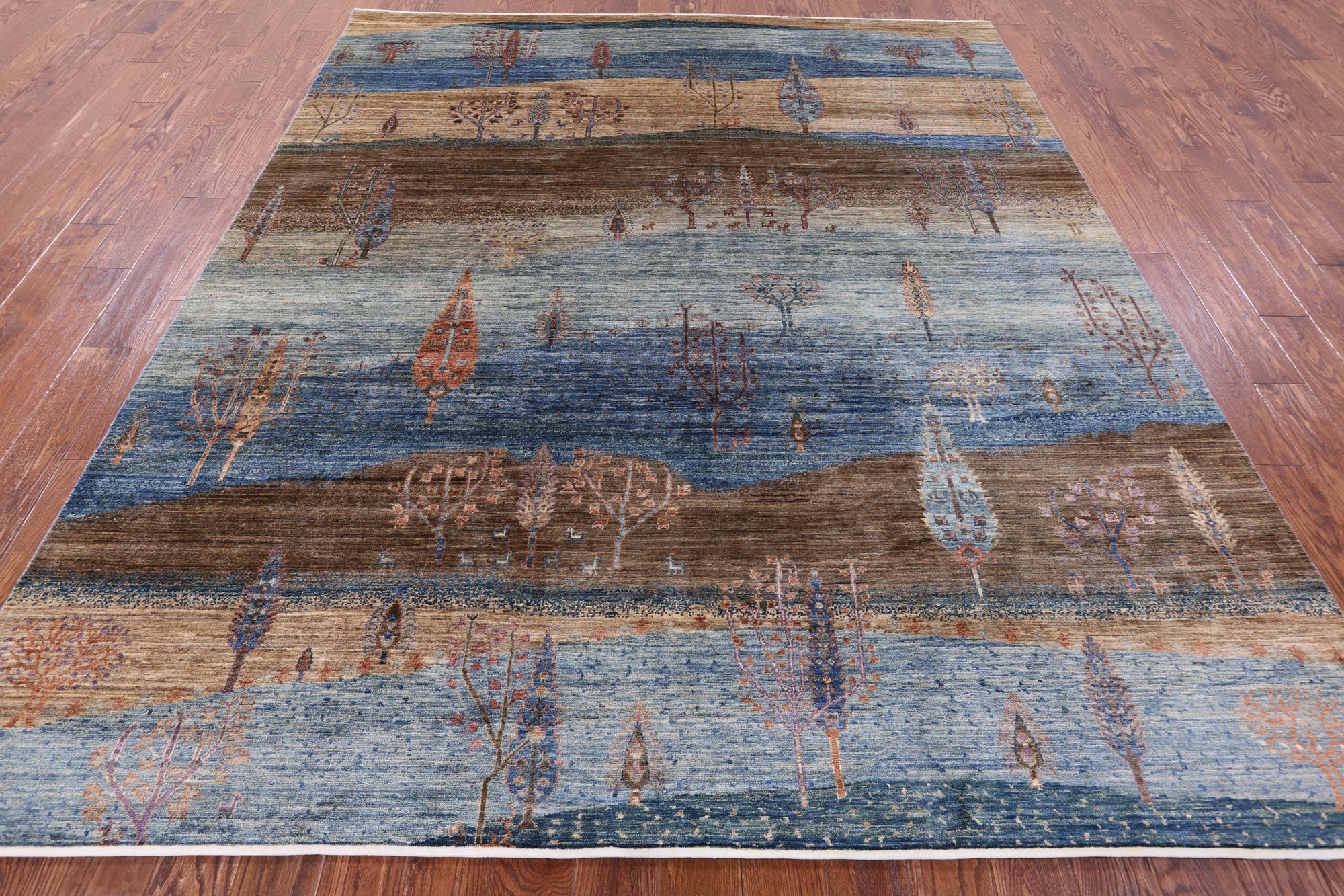 Tribal Persian Gabbeh Hand Knotted Wool Rug - 8' 3" X 9' 9" - Golden Nile