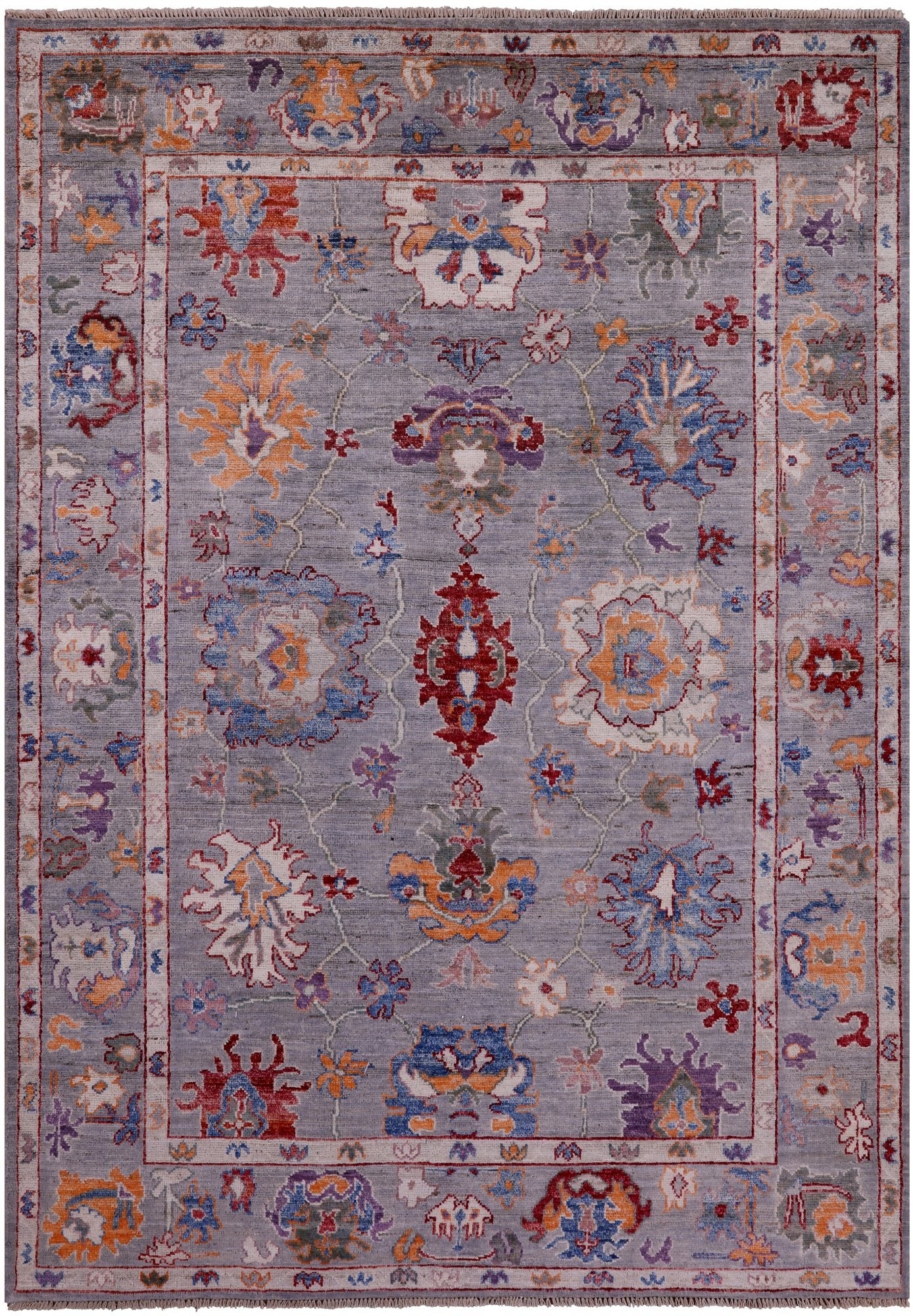 Grey Turkish Oushak Hand Knotted Wool Rug - 5' 9" X 8' 3" - Golden Nile