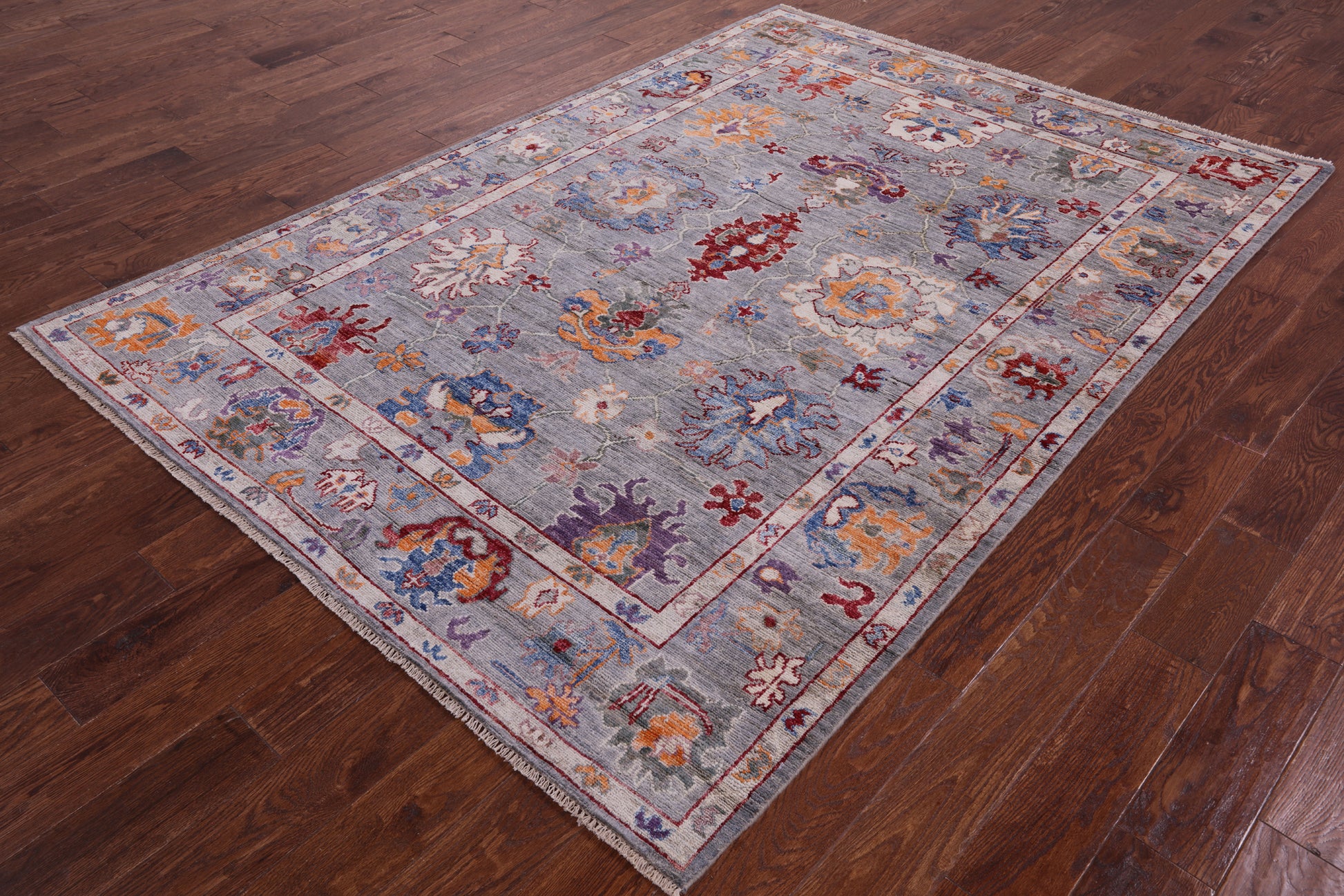 Grey Turkish Oushak Hand Knotted Wool Rug - 5' 9" X 8' 3" - Golden Nile