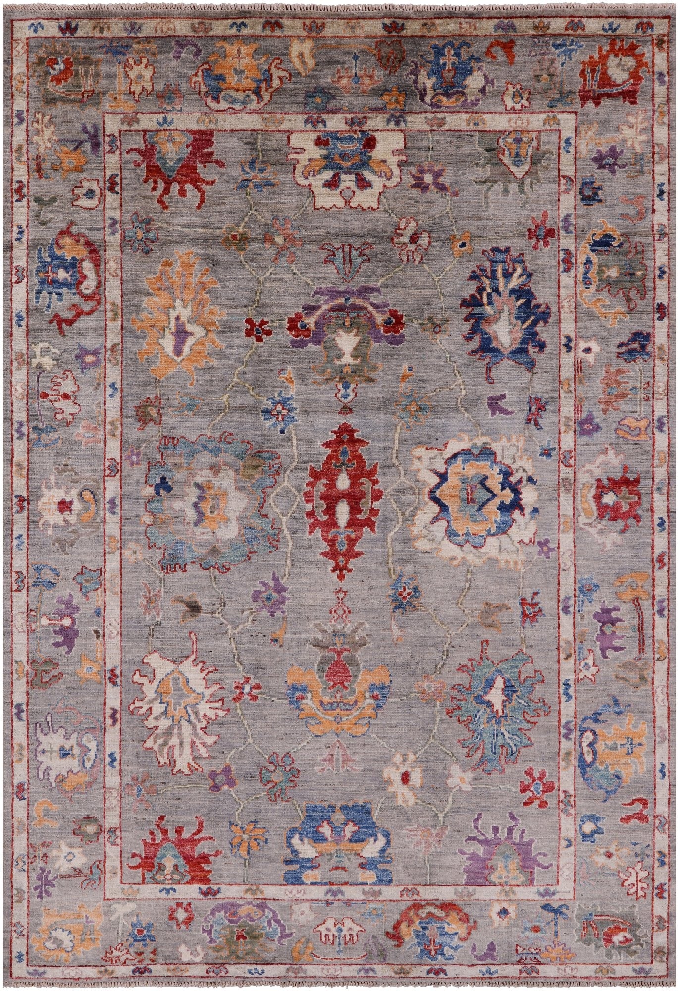 Grey Turkish Oushak Hand Knotted Wool Rug - 5' 8" X 8' 4" - Golden Nile