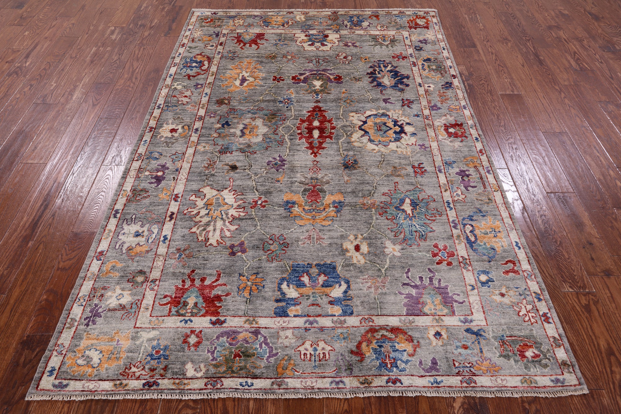 Grey Turkish Oushak Hand Knotted Wool Rug - 5' 8" X 8' 4" - Golden Nile
