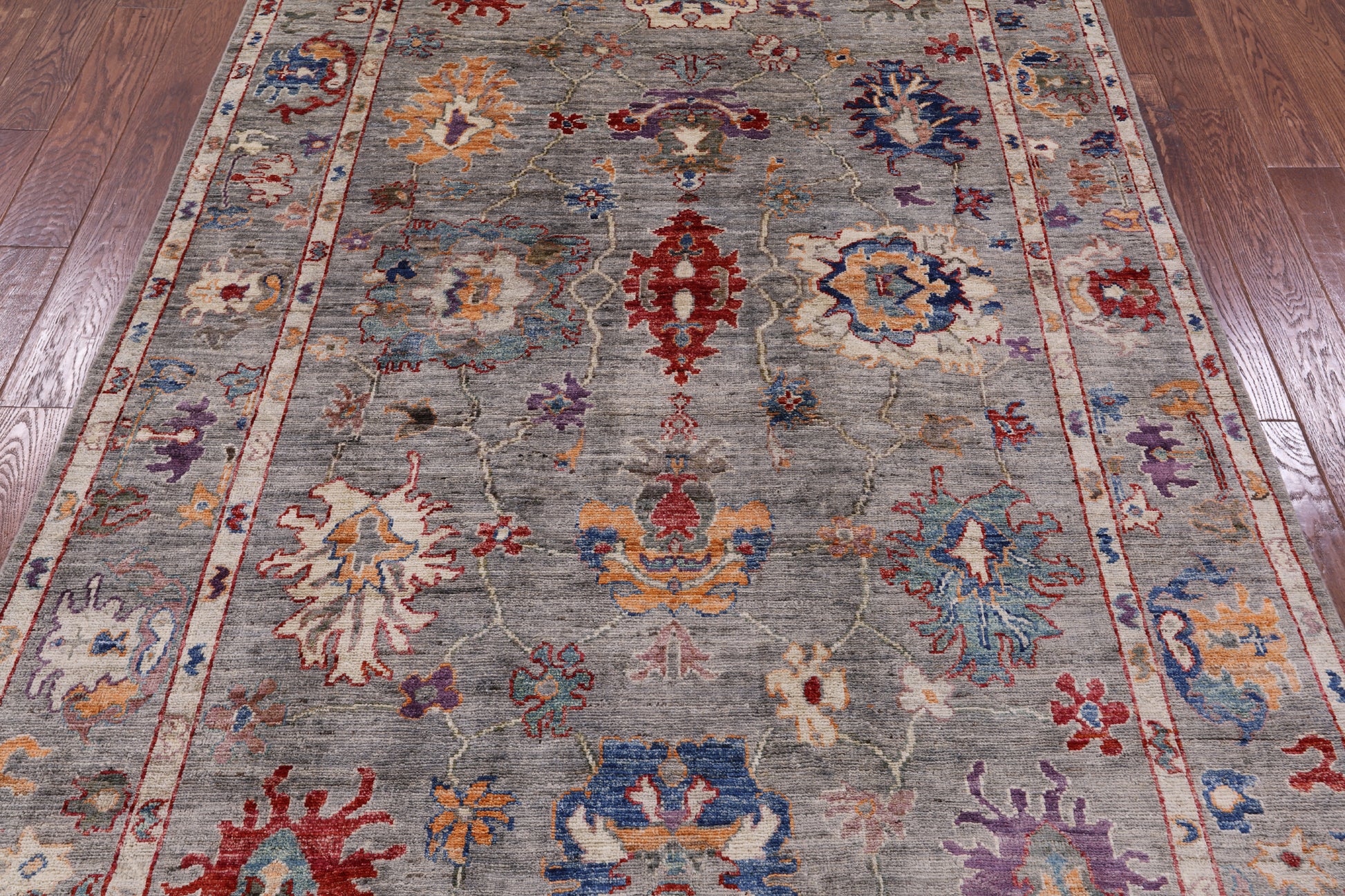 Grey Turkish Oushak Hand Knotted Wool Rug - 5' 8" X 8' 4" - Golden Nile