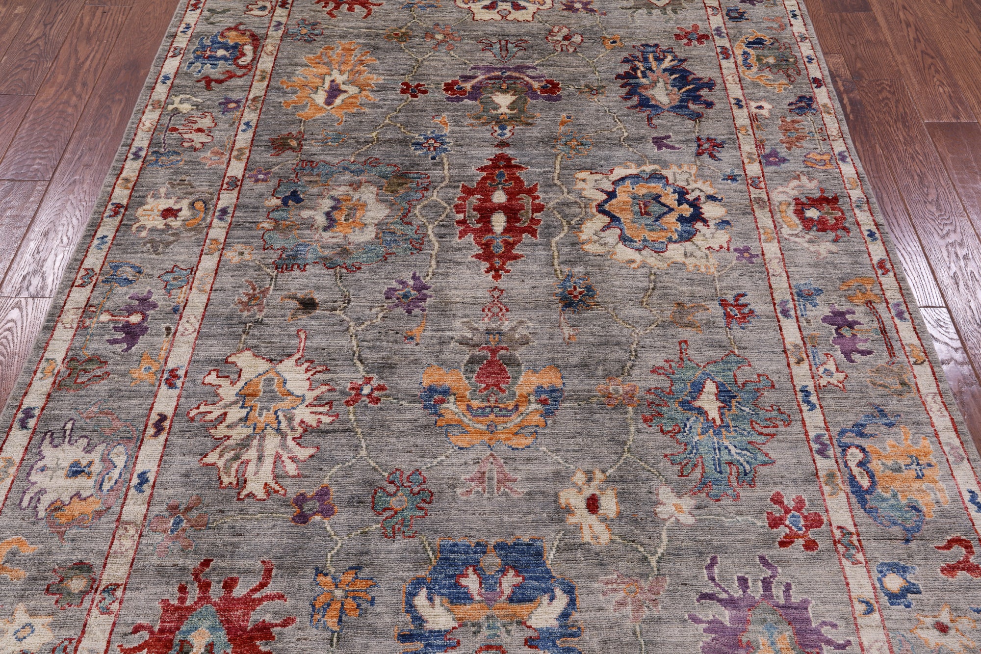 Grey Turkish Oushak Hand Knotted Wool Rug - 5' 8" X 8' 4" - Golden Nile