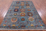 Turkmen Ersari Hand Knotted Wool Rug - 6' 8" X 10' 2" - Golden Nile