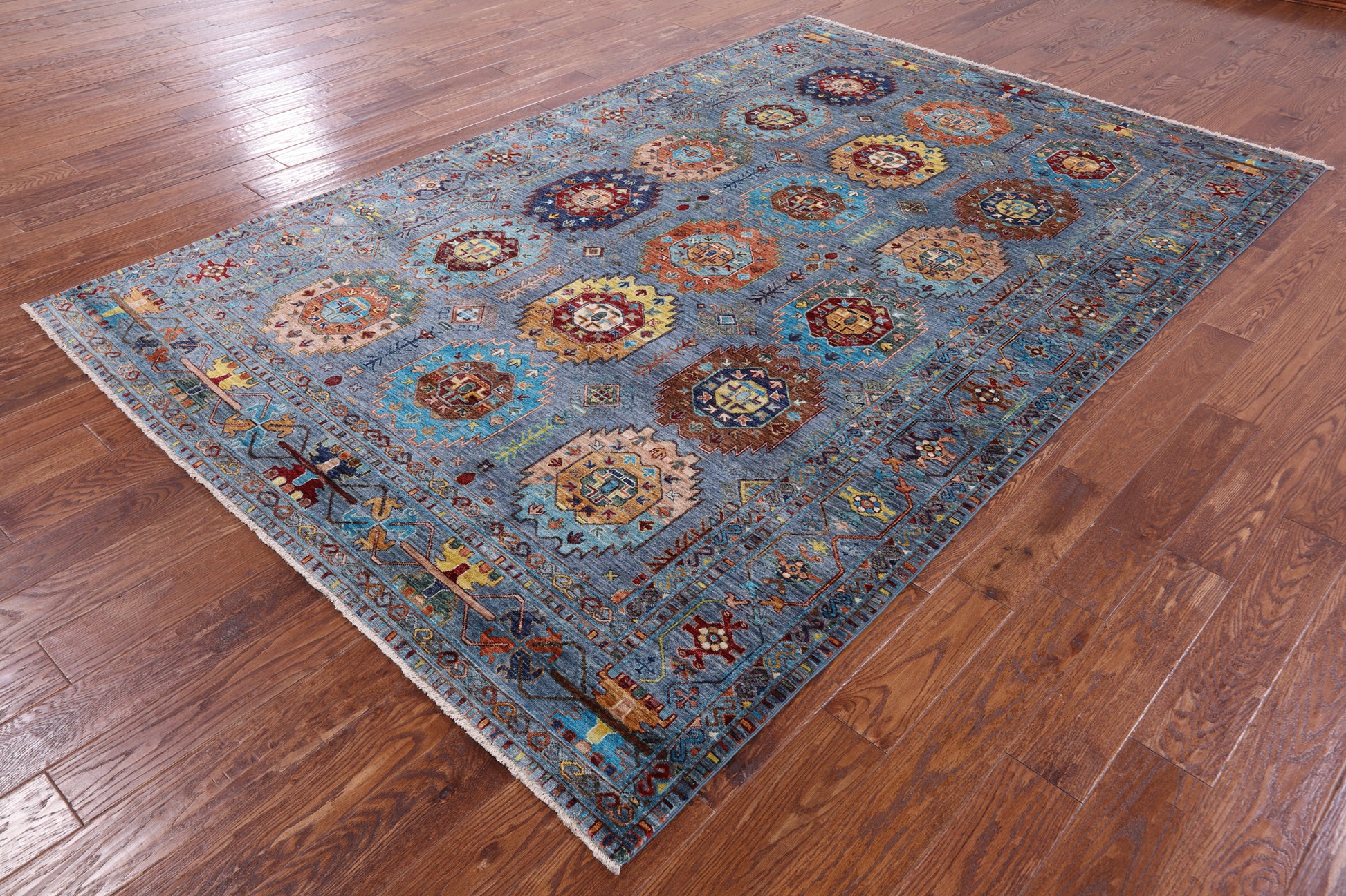 Turkmen Ersari Hand Knotted Wool Rug - 6' 8" X 10' 2" - Golden Nile