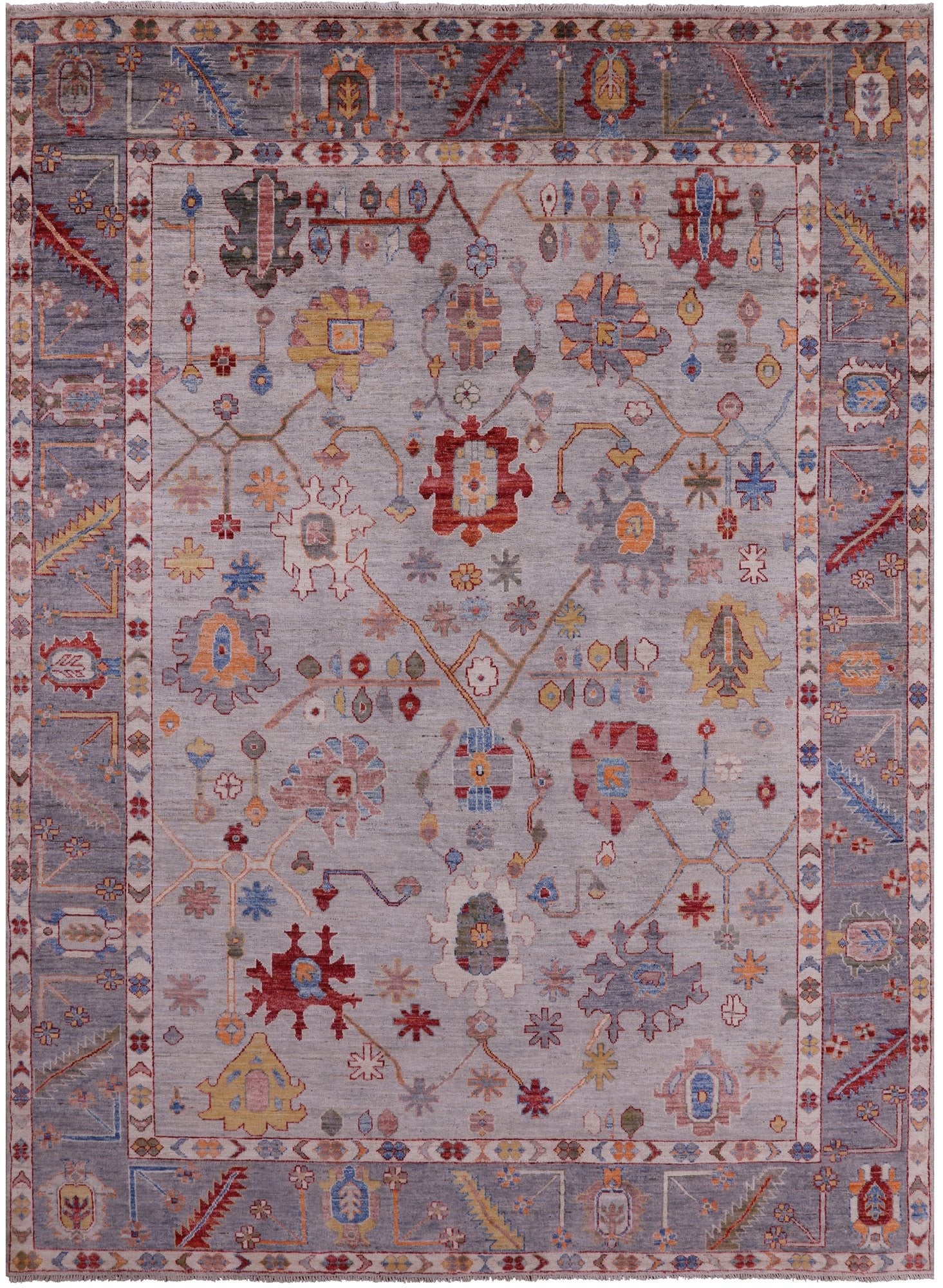 Turkish Oushak Hand Knotted Wool Rug - 8' 9" X 11' 9" - Golden Nile