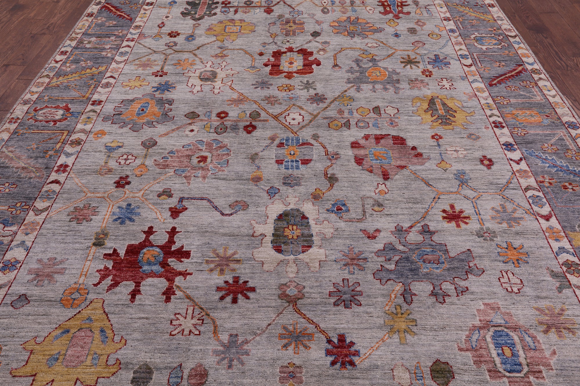 Turkish Oushak Hand Knotted Wool Rug - 8' 9" X 11' 9" - Golden Nile
