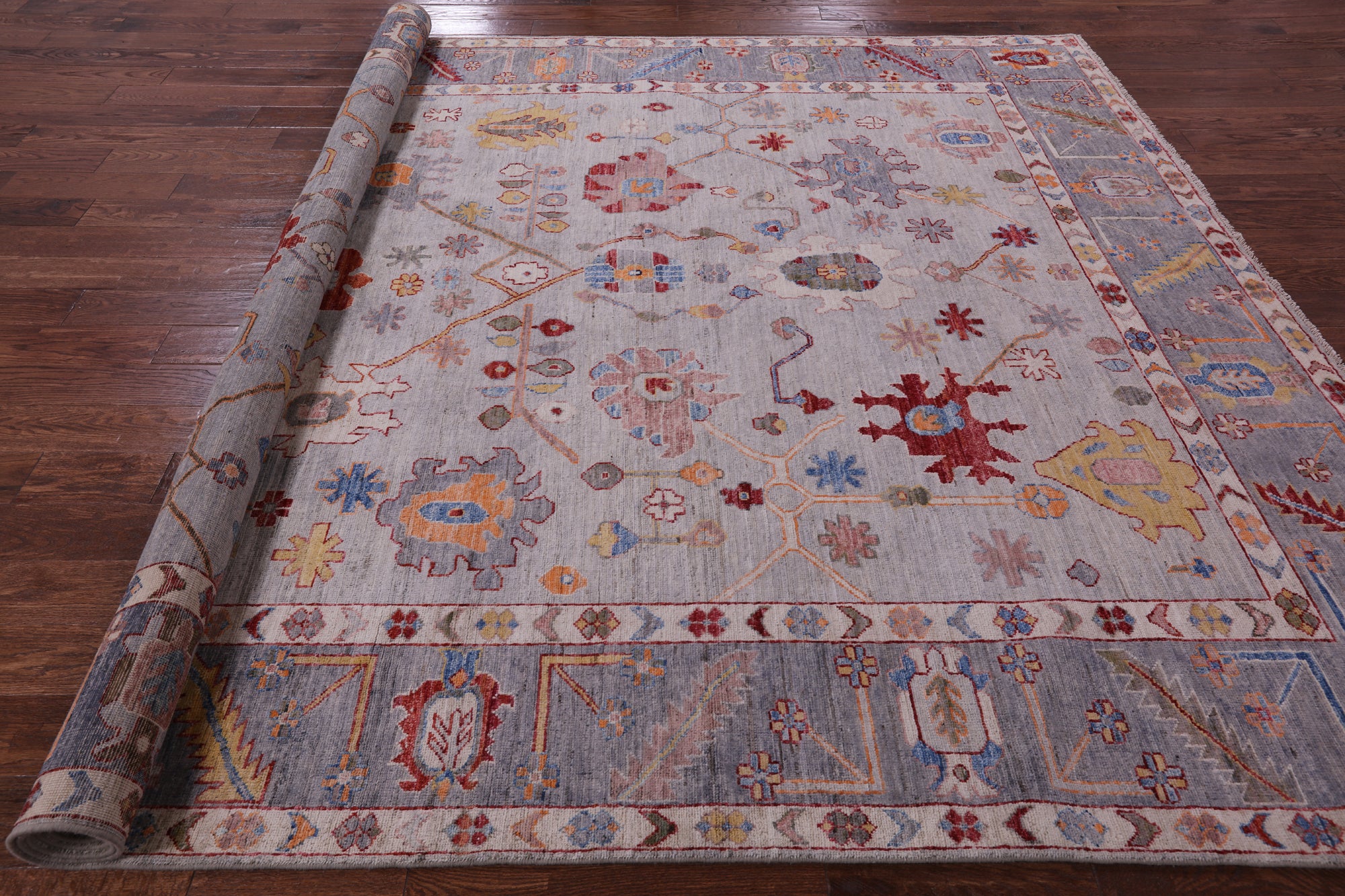 Turkish Oushak Hand Knotted Wool Rug - 8' 9" X 11' 9" - Golden Nile