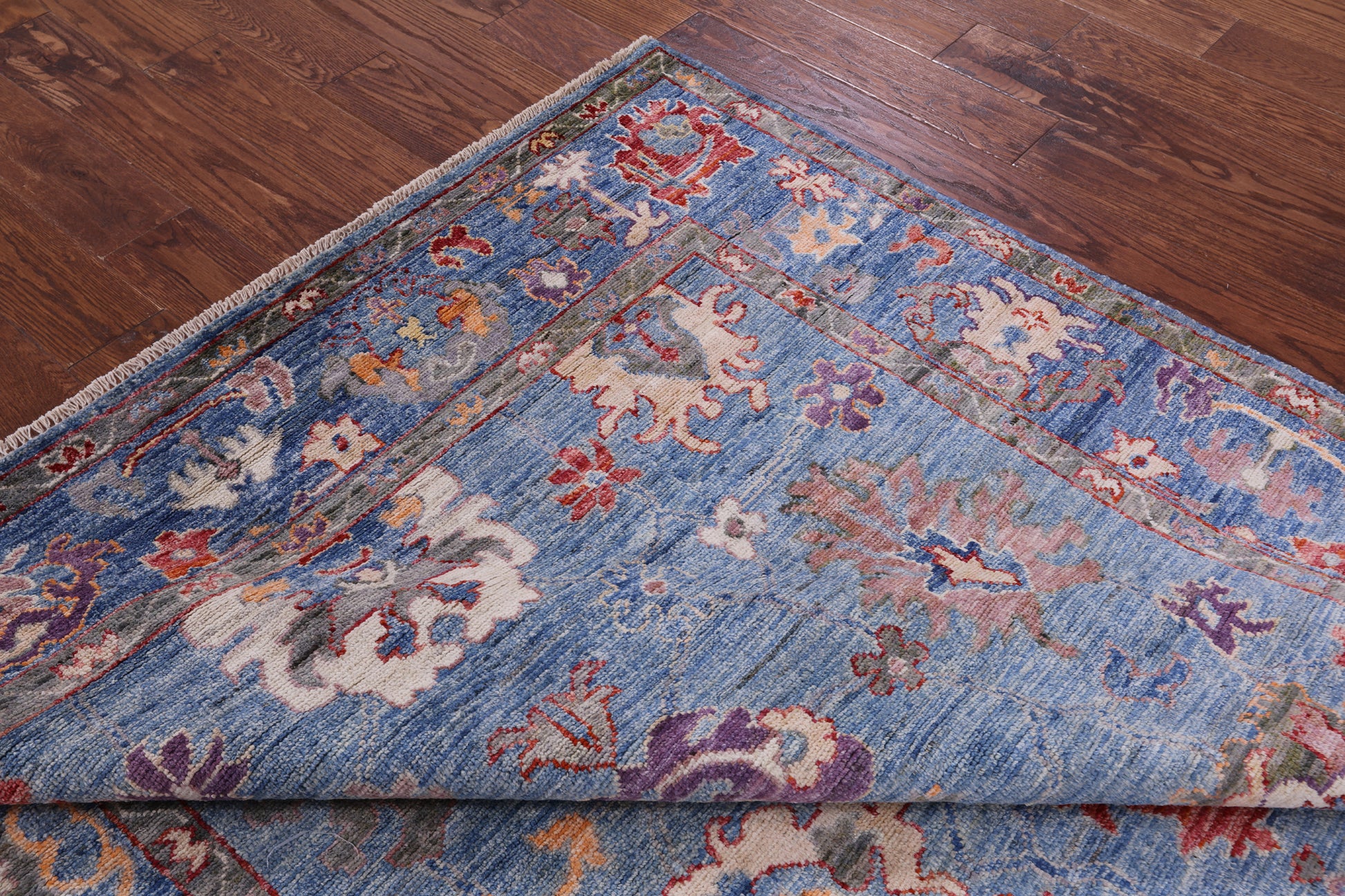Blue Turkish Oushak Hand Knotted Wool Rug - 5' 10" X 8' 5" - Golden Nile