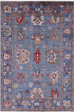 Blue Turkish Oushak Hand Knotted Wool Rug - 5' 10" X 8' 5" - Golden Nile