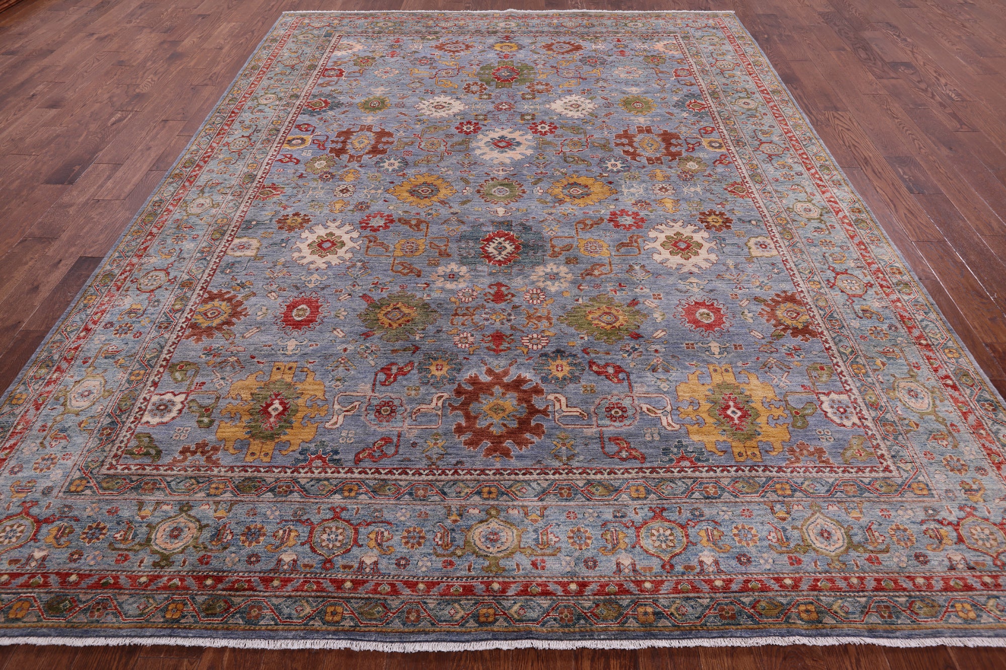 Persian Fine Serapi Hand Knotted Wool Rug - 9' 1" X 11' 9" - Golden Nile