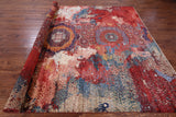 Abstract Modern Mamluk Hand Knotted Wool Rug - 8' 10" X 11' 10" - Golden Nile