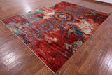 Abstract Modern Mamluk Hand Knotted Wool Rug - 8' 10" X 11' 10" - Golden Nile