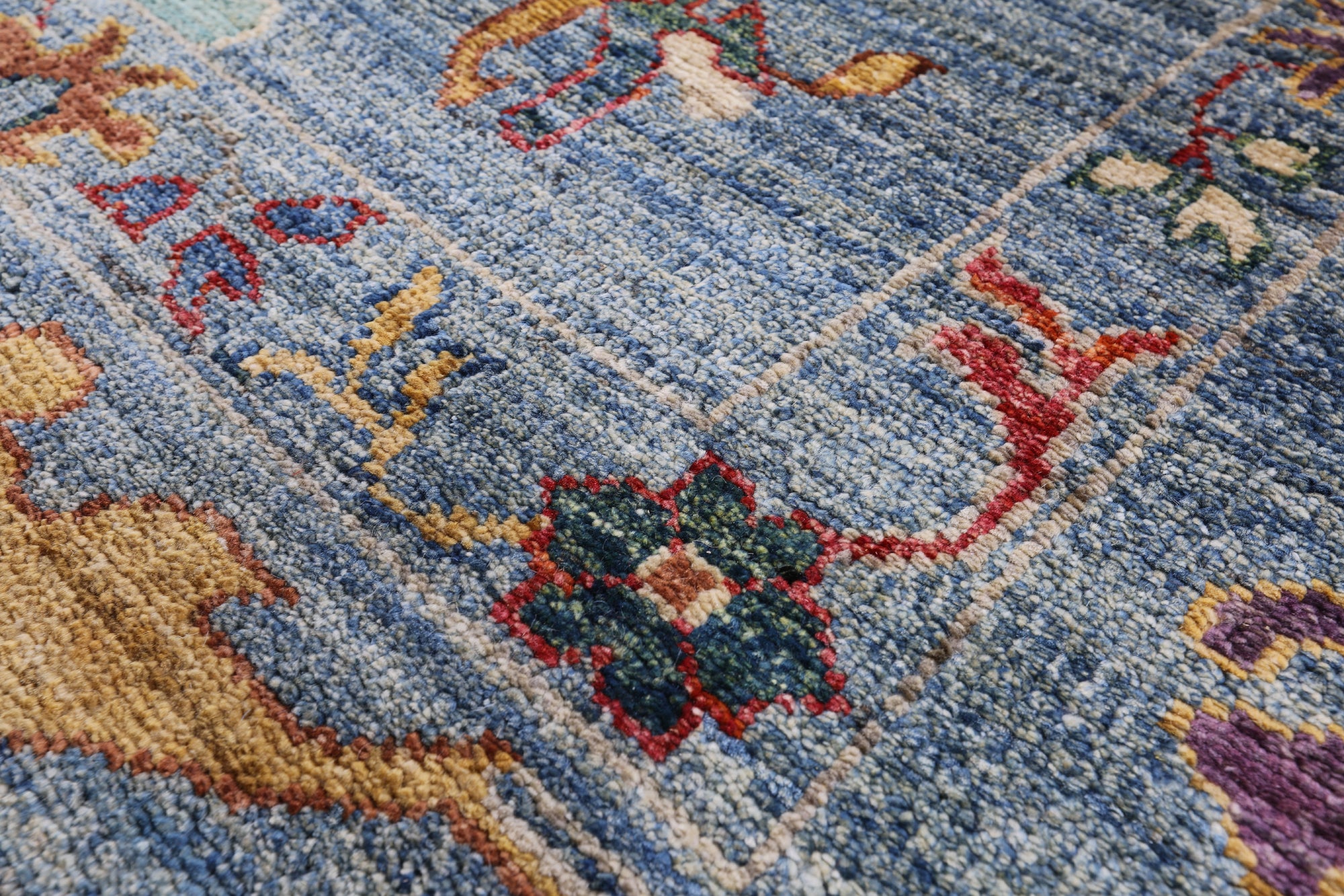 Blue Turkish Oushak Handmade Wool Rug - 9' 0" X 12' 2" - Golden Nile