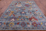Blue Turkish Oushak Hand Knotted Wool Rug - 8' 9" X 11' 9" - Golden Nile