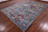 Blue Turkish Oushak Hand Knotted Wool Rug - 8' 9" X 11' 9" - Golden Nile