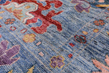 Blue Turkish Oushak Hand Knotted Wool Rug - 8' 9" X 11' 9" - Golden Nile